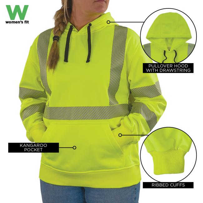 Designed for functionality and comfort, this sweatshirt includes a pullover hood with drawstring, a kangaroo pocket, and ribbed cuffs for a secure fit.