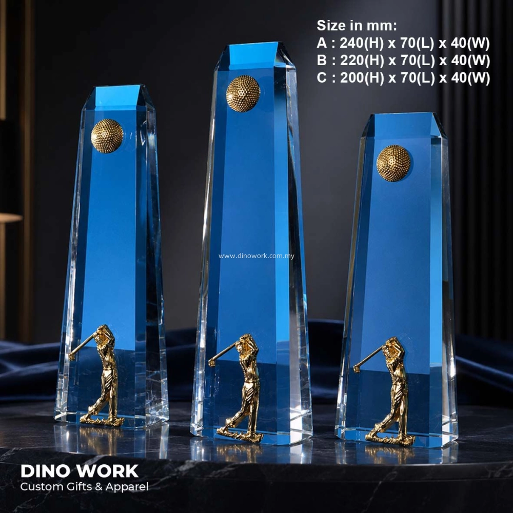 Golf Tournament Crystal Trophy | 2D Inner Laser Series