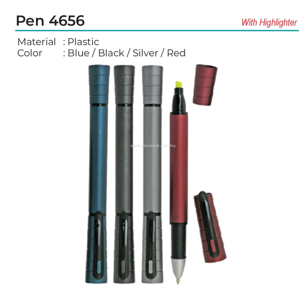 Plastic Ball Pen with Highlighter