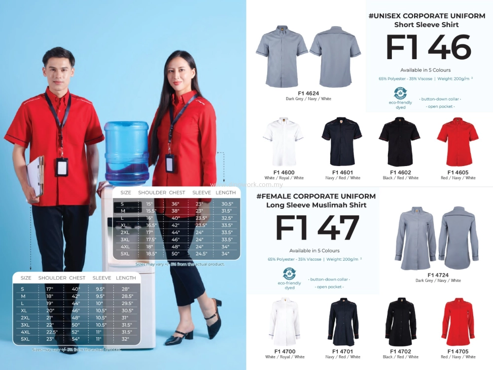 Corporate Uniform Short Sleeve (F1 46) & Female Long Sleeve Muslimah (F1 47)