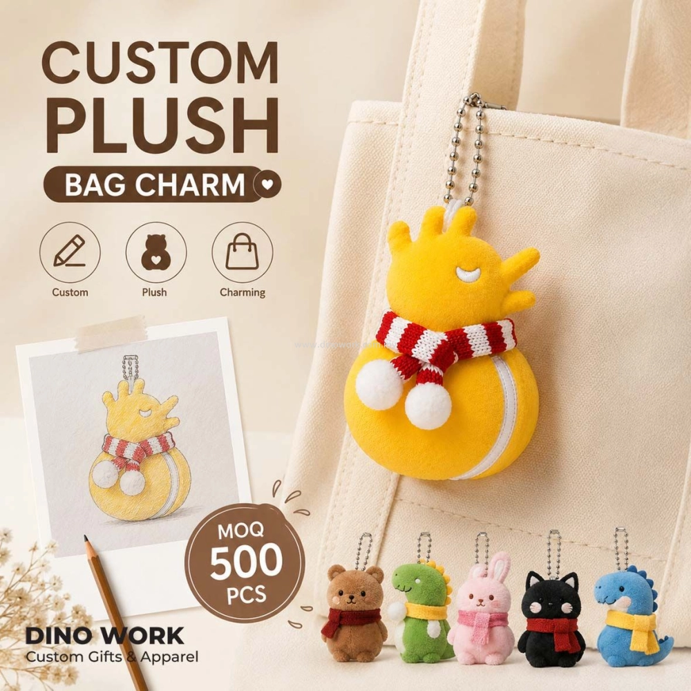 Fully Custom Plush Bag Charm (MOQ = 1000pcs)