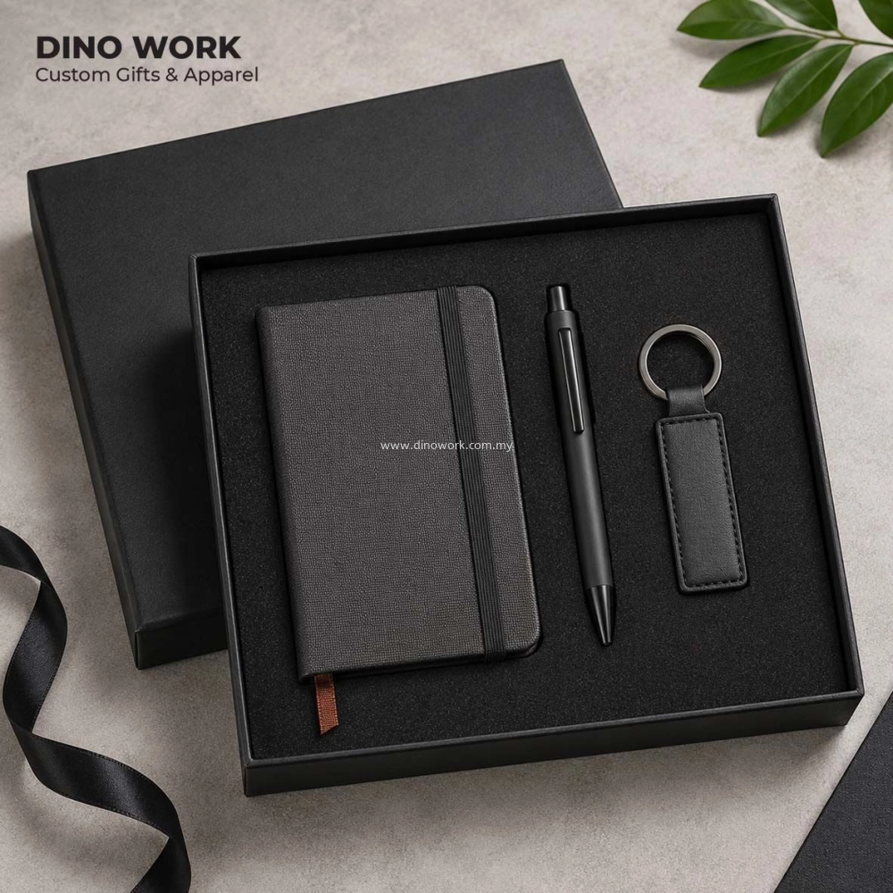 Custom Executive Gift Set (3 in 1) A6 Notebook + Pen + Keychain