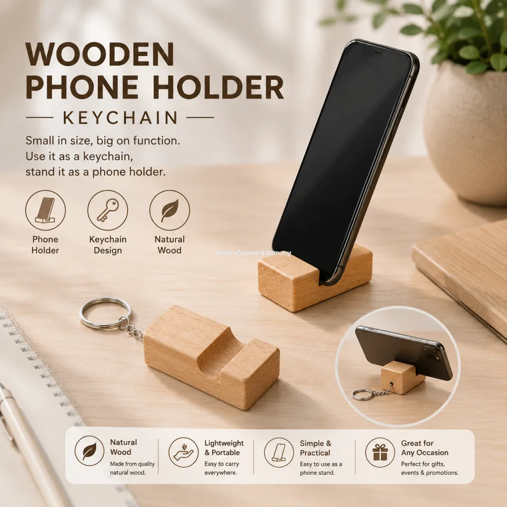 Wooden Phone Holder Keychain