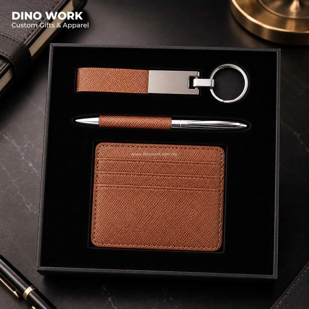 Business Executive Gift Set | (3 in 1) Card Holder, Keychain and Metal Ball Pen
