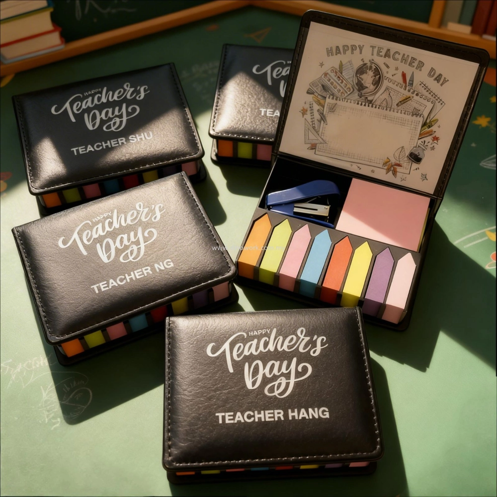 Premium PU Leather Memo Holder with Stapler 0115