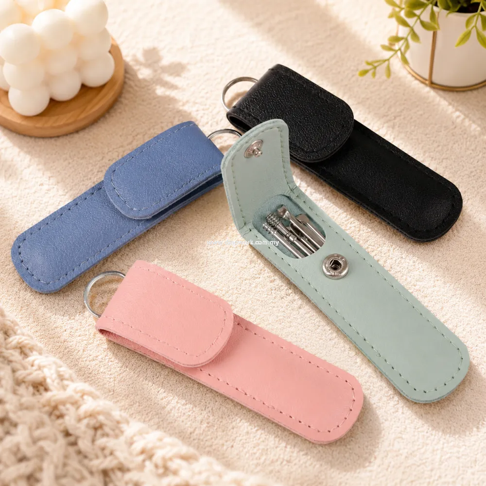 Portable Ear Pick Set with PU Leather Case 0492