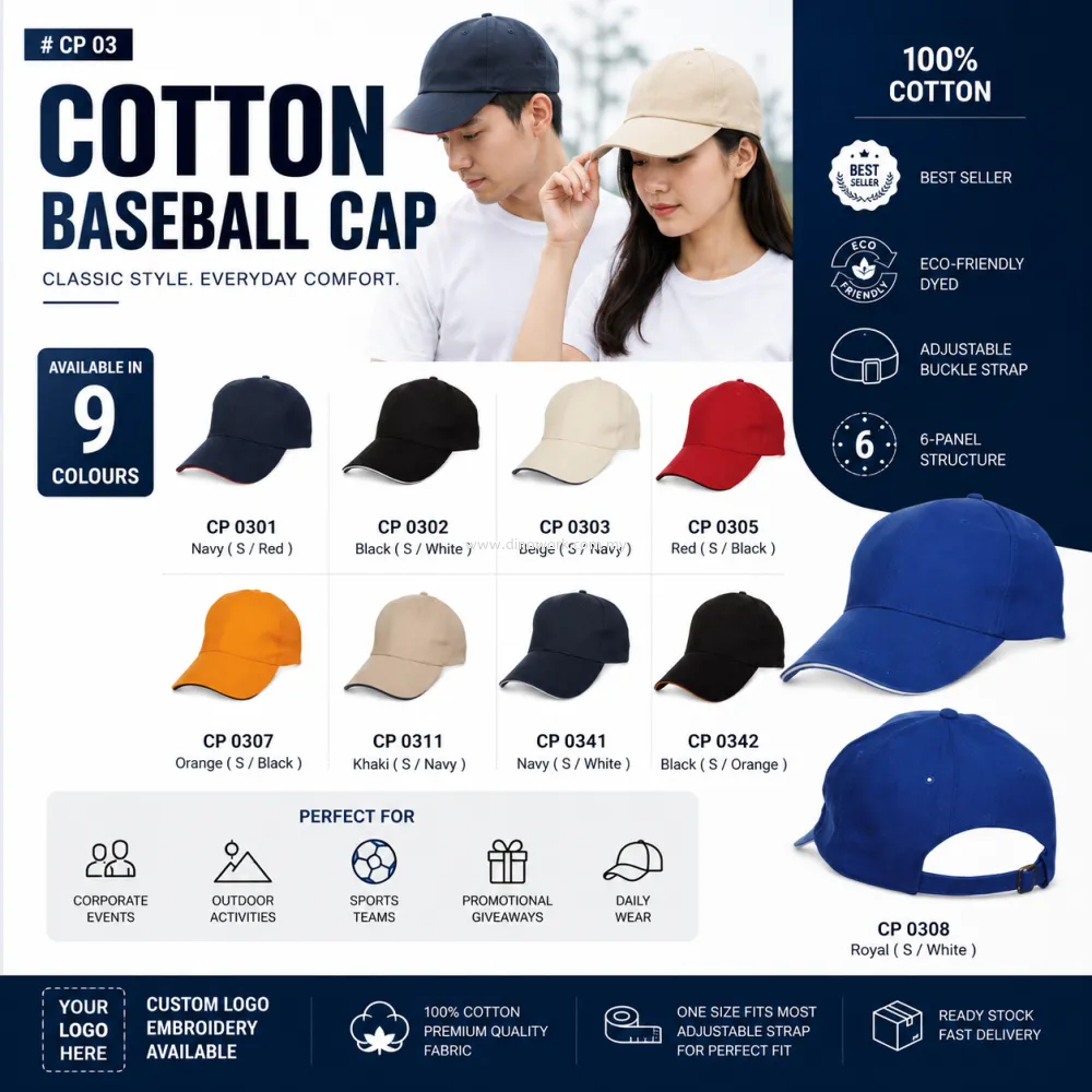 Cotton Baseball Cap CP01 | CP03 | CP04