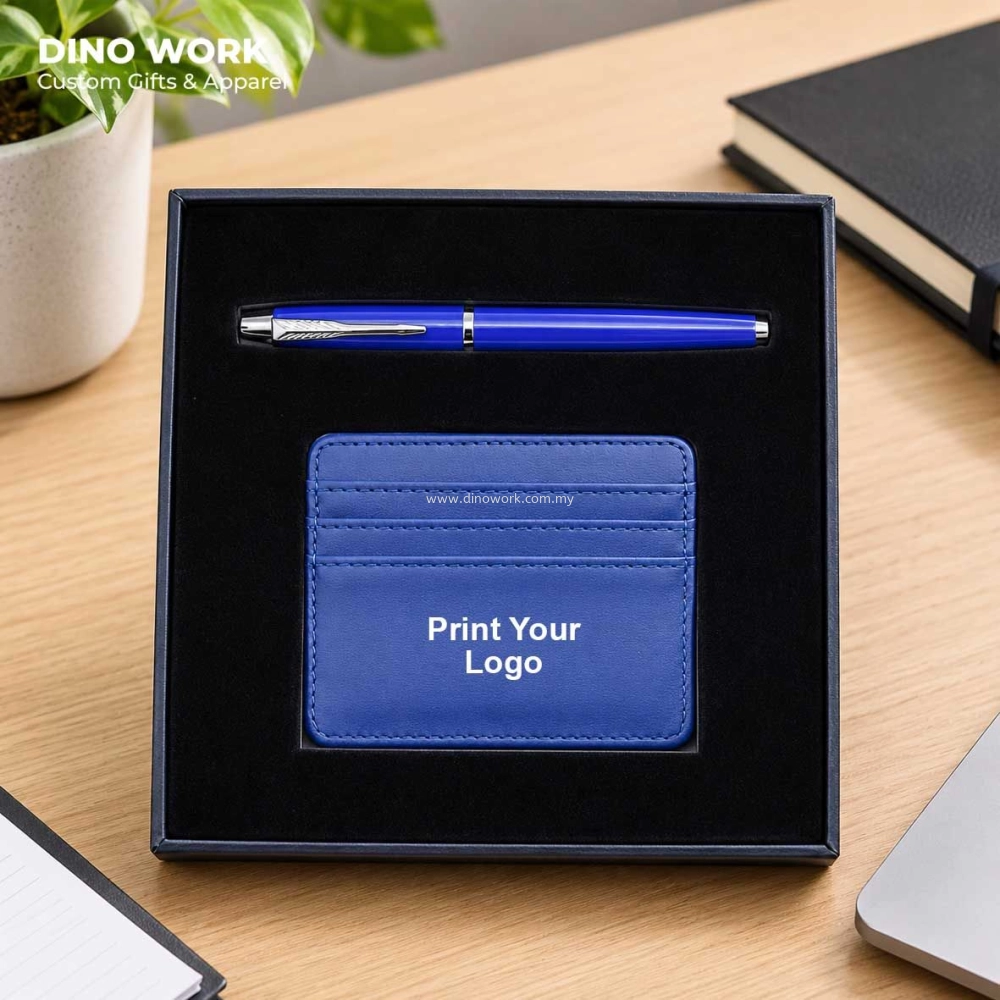 Card Holder Gift Set | PU Leather Card Holder and Metal Pen (2 in 1)