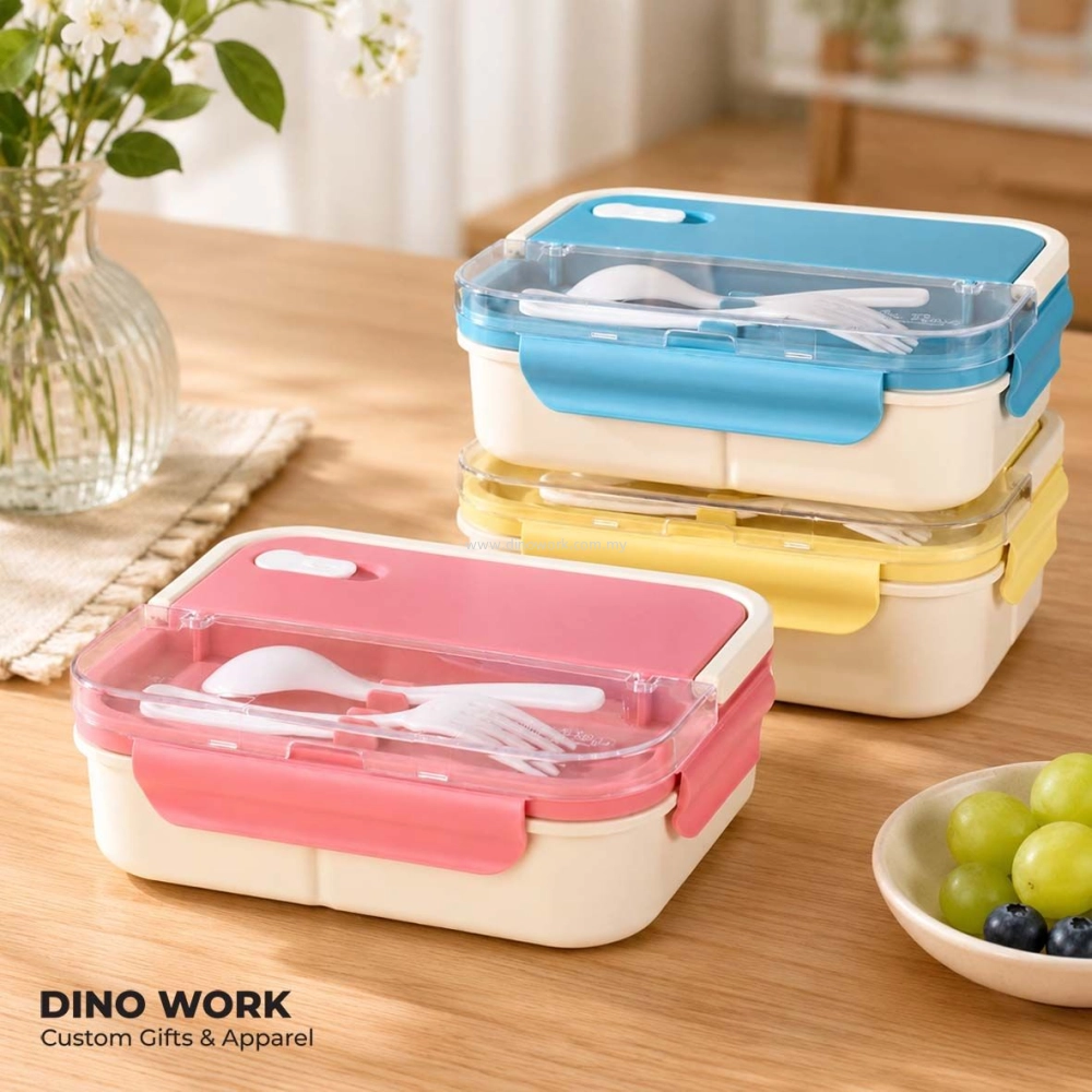Custom 3-Compartments Lunch Box with Cutlery
