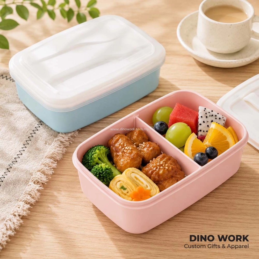 Microwave-Safe 2-Compartments Lunch Box 0052 | Free Spoon & Fork